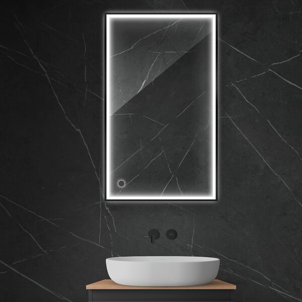 Oltens Nordlis oglindă 60x100 cm dreptunghiular cu iluminare cu covoraș de încălzire negru 64106300