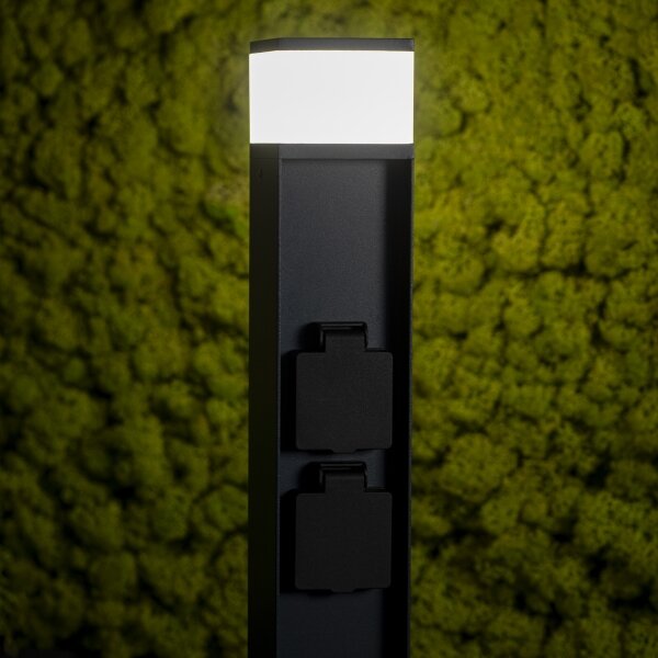 Lampă de exterior cu 2 prize Kanlux 38767 DASTEN 1xG9/11W/230V 80 cm IP44 negru