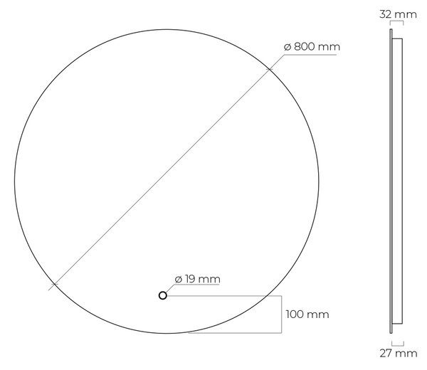 Oltens Nordlis oglindă 80x80 cm rotund cu iluminare cu covoraș de încălzire 64109000