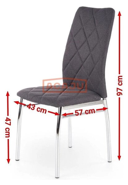 Scaun bucatarie K309, gri inchis/crom, stofa clasica/metal, 43X57X97 C