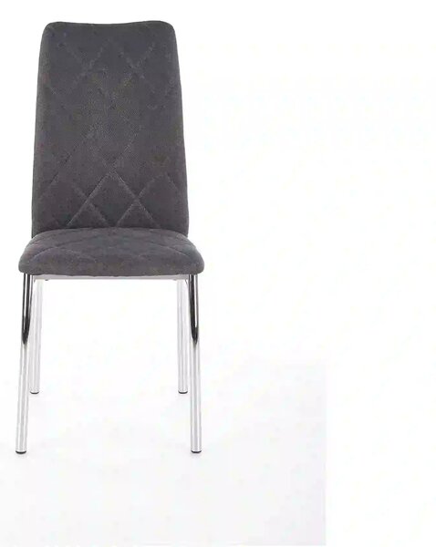Scaun bucatarie K309, gri inchis/crom, stofa clasica/metal, 43X57X97 C