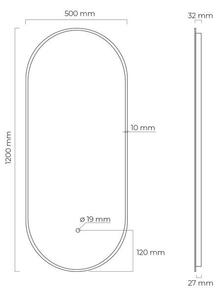 Oltens Nordlis oglindă 50x120 cm oval cu iluminare cu covoraș de încălzire 64114610