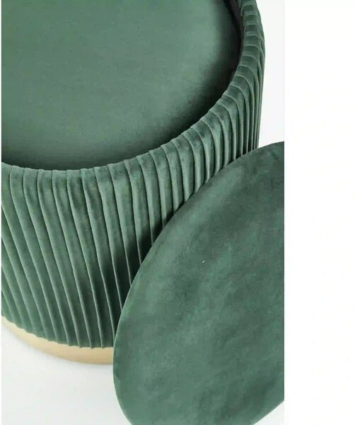 Set 2 tabureti MONTY, stofa catifelata, verde inchis, cu spatiu depozi