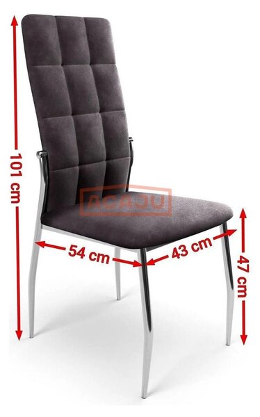 Scaun tapitat K416, verde inchis/crom, stofa catifelata/metal, 43x54x1