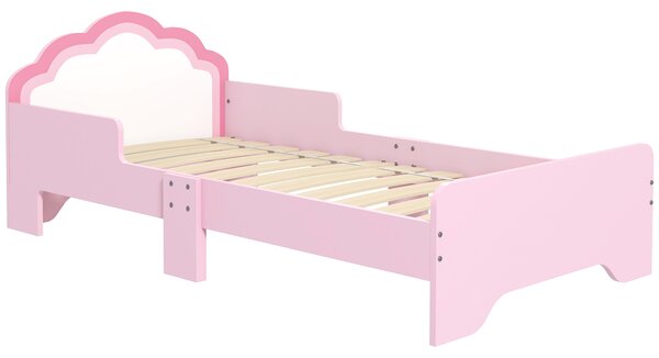 ZONEKIZ Pat pentru copii 3-6 ani 143 x 74 x 55 cm design nor somier cu lamele inclus cameră modernă roz | Aosom Romania