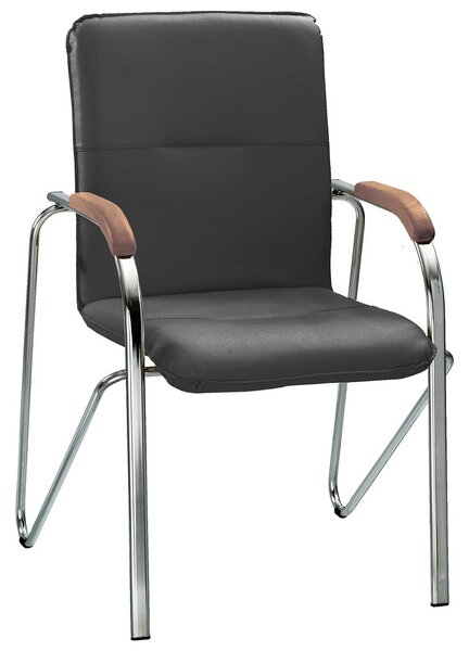 Scaun vizitator MULLER Wood, Negru piele ecologica