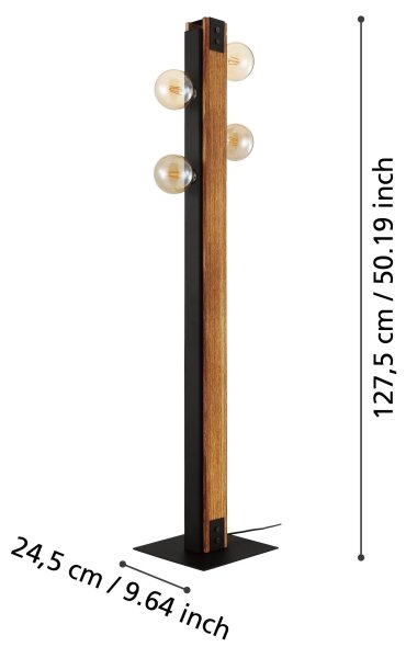 Eglo 43471 - Lampadar LAYHAM 4xE27/60W/230V