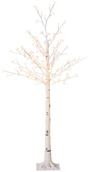 HOMCOM Copac Di Betulla Con 120 Lumini Led Înalt 150cm 3 Niveluri Luminosità Alb | Aosom Romania