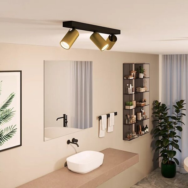 Spot pentru baie Philips IDRIS 3xGU10/5W/230V IP44 negru/auriu