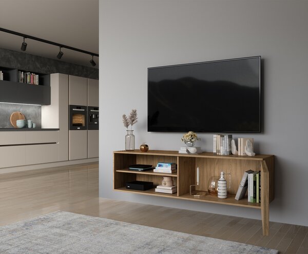 OFERTA Comoda TV de perete ENTSIAN 150x40cm, stejar artisan II. calitate