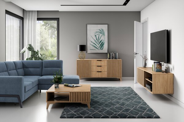 OFERTA Comoda TV de perete ENTSIAN 150x40cm, stejar artisan II. calitate