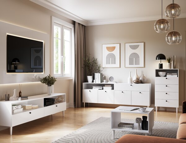 Comoda cu dulapuri si sertar DULLUM 200x75cm, alba