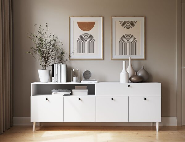 Comoda cu dulapuri si sertar DULLUM 200x75cm, alba