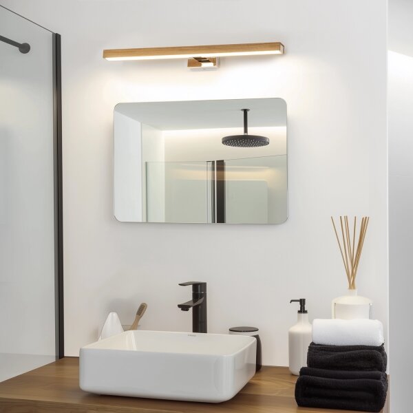 Aplică LED pentru oglindă de baie Brilagi WOODY MIRROR LED/12W/230V IP44 stejar/crom