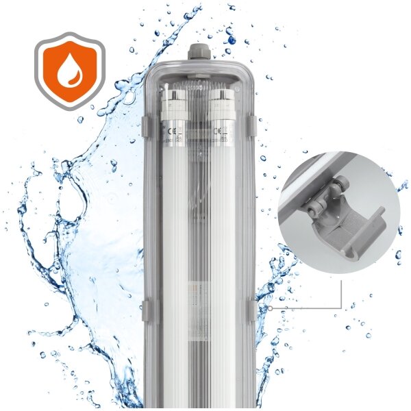 Brilagi - LED Tech. corp de iluminat fluorescent OPTIMA T8, 2x soclu G13, 18 W, 230 V, IP65 - palet 110 buc