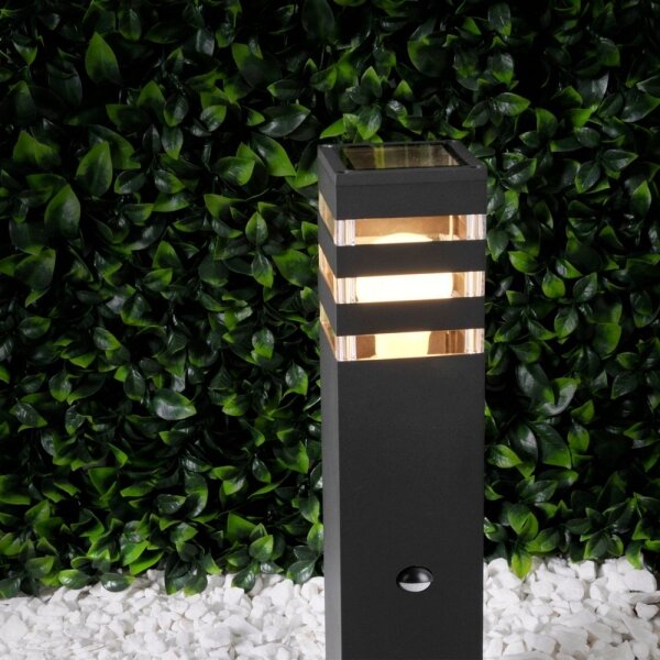 Lampă exterior TEKSAS cu senzor 1xE27/12W/230V IP44, 44 cm antracit