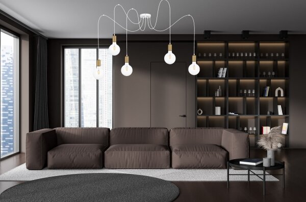Lustră pe cablu MIROS 5xE27/60W/230V albă/aurie