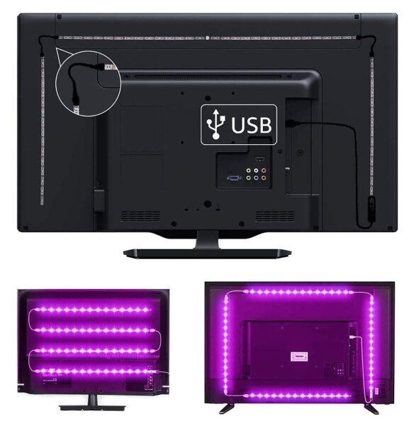 Solight WM58 - Bandă LED RGB TV 0,5m/6W/5V Wi-Fi Tuya + DO
