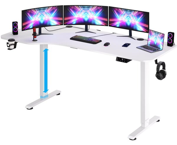 Deuba Birou de birou reglabil pe inaltime alb-160x75x118 cm