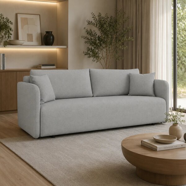 Canapea extensibila Allen, stofa catifelata gri - Element 04, cu lada