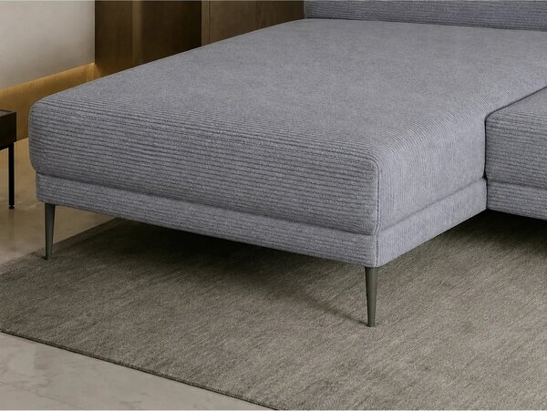 Coltar extensibil CAPITOL, sezlong stanga, stofa catifelata gri - Whis