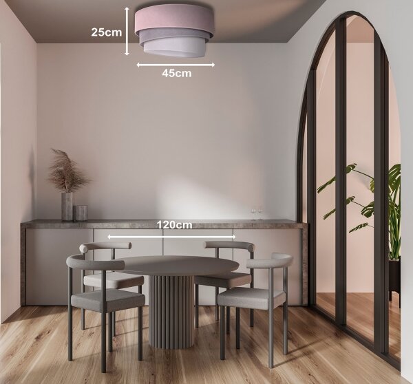 Duolla - Plafonieră TRIO 1xE27/15W/230V d. 45 cm roz/gri/alb