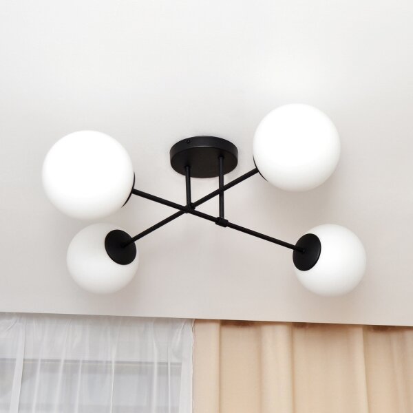 Lustră aplicată MOON 4xE27/15W/230V negru