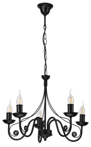 Lustră pe lanț DONATO 5xE14/40W/230V negru