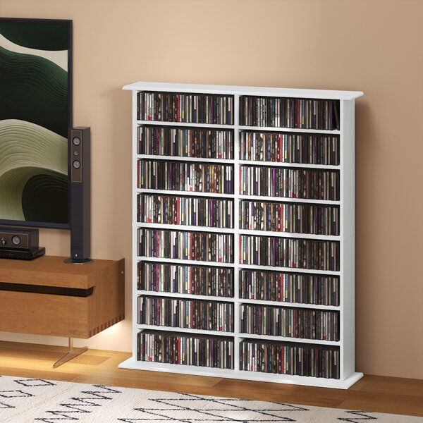 HOMCOM Mobilier Bibliotecă cu 16 Rafturi pentru 720 CD-uri din Lemn 106.5x24x126.3 cm Negru | Aosom Romania