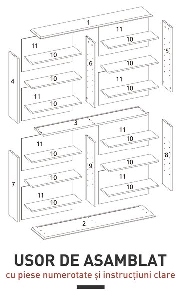 HOMCOM Mobilier Bibliotecă cu 16 Rafturi pentru 720 CD-uri din Lemn 106.5x24x126.3 cm Negru | Aosom Romania