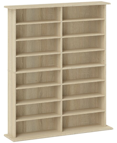 HOMCOM Dulap Bibliotecă pentru CD-uri cu 16 Rafturi, Design Modern, din Lemn, 106,5x24x126,3 cm, Natur | Aosom Romania