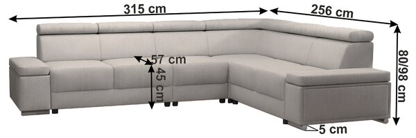 KONDELA Colţar, gri bej Taupe, model dreapta, BOBY