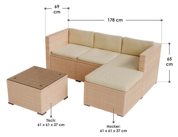 Juskys Set de grădină din ratan Punta Cana M - crem/perne nisip