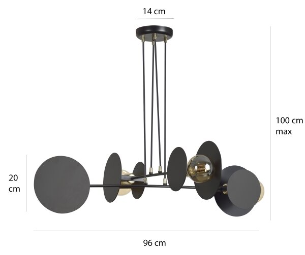 Lustră pe cablu IDEA 4xE27/15W/230V negru