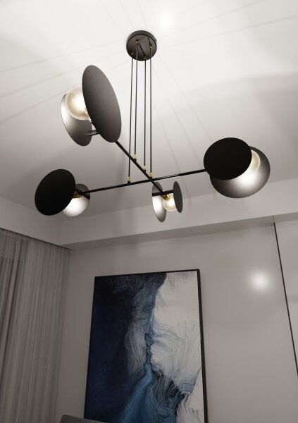 Lustră pe cablu IDEA 4xE27/15W/230V negru