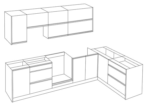 KONDELA Mobilier de bucătărie universal de colţ 300x180, stejar artizan/negru, BRECK