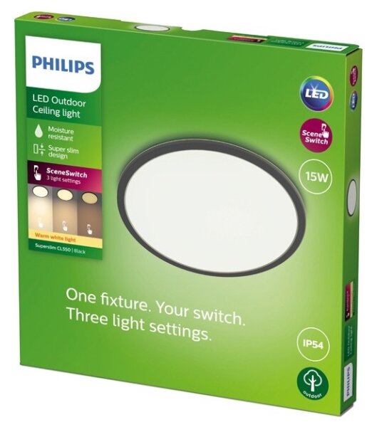 Corp de iluminat LED pentru baie dimabil SUPERSLIM LED/15W/230V IP54 negru Philips