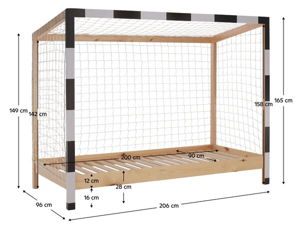 KONDELA Pat Montessori, natural/alb/negru, 90x200, FUTAL
