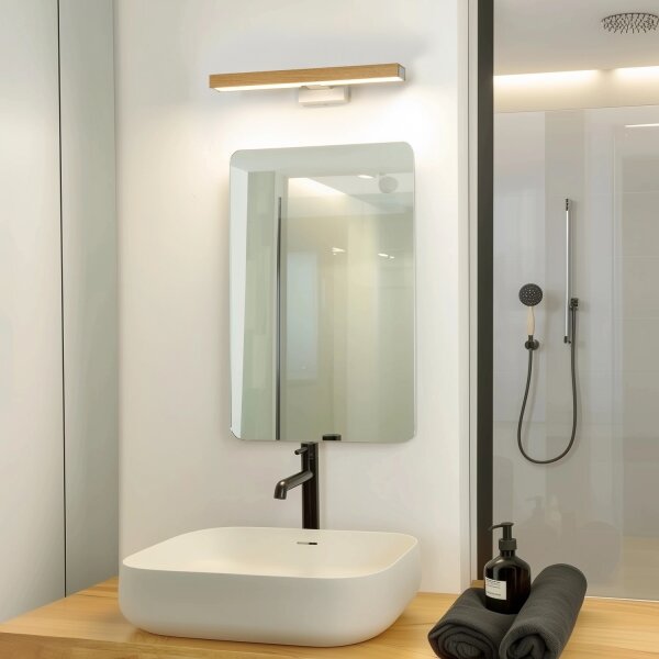Aplică LED pentru oglindă de baie Brilagi WOODY MIRROR LED/8W/230V IP44 stejar/alb