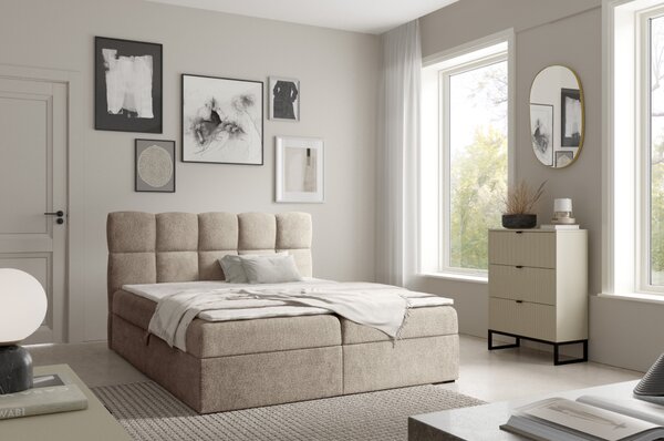 KONDELA Pat boxspring, 200x200, gri-bej Taupe, NEGRY