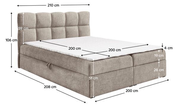KONDELA Pat boxspring, 200x200, gri-bej Taupe, NEGRY