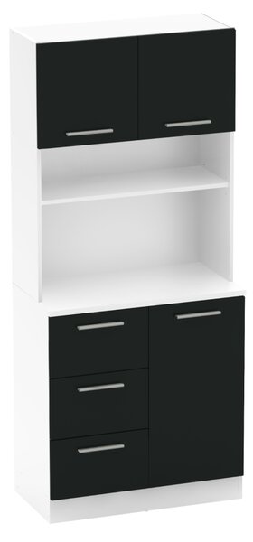 KONDELA Dulap de bucătărie cu trei uşi, alb/negru, LASET NEW