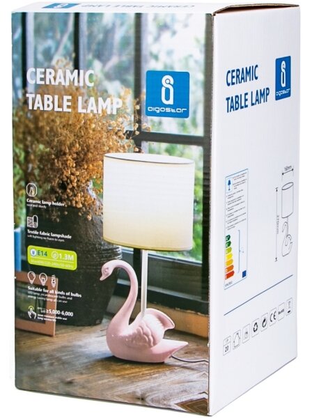 Veioză pentru copii Aigostar 1xE14/40W/230V roz lebădă