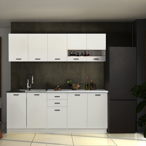 KONDELA Mobilier de bucătărie, 2 m, alb mat/alb, ANITA NEW