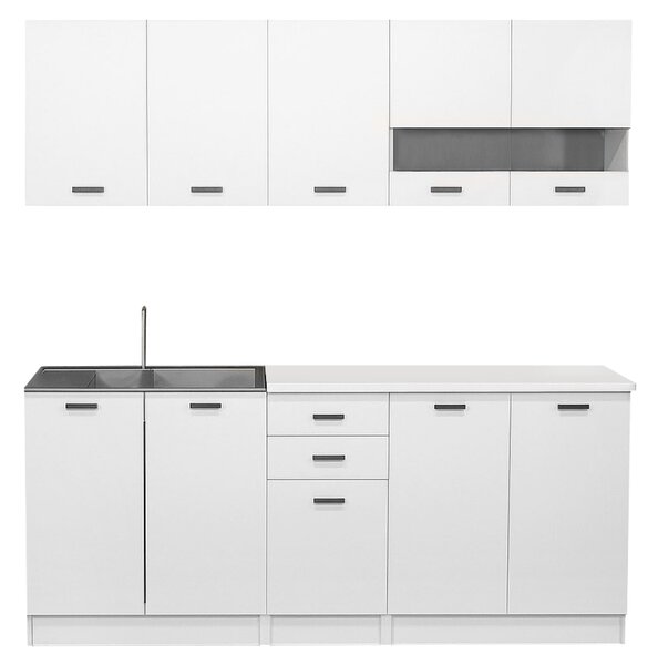 KONDELA Mobilier de bucătărie, 2 m, alb mat/alb, ANITA NEW