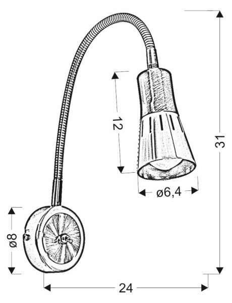 Veioză flexibilă ARENA 1xE14/40W/230V crom