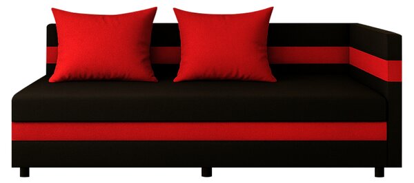 KONDELA Divan cu spaţiu de depozitare, negru/roşu PAULITA