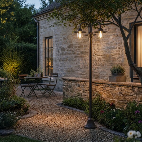 Lămpi de exterior Lindby, Bilma, reglabil, Maro / Rugină, Aluminiu, Modern