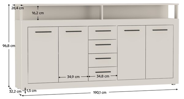 KONDELA Comodă combinată, caşmir, LUNYSA