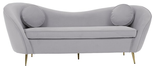 KONDELA Canapea de design cu 3 locuri, ţesătură Velvet gri/gold crom auriu, EZIO TYP 3